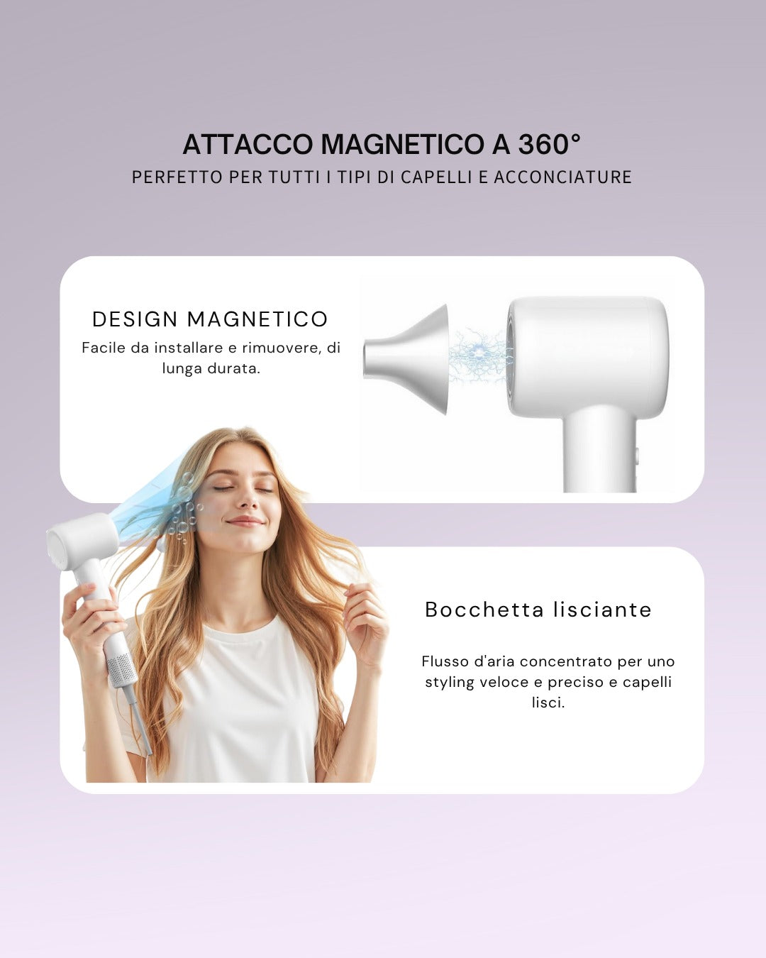 ✨ Asciugacapelli professionale: capelli luminosi. In pochi minuti.